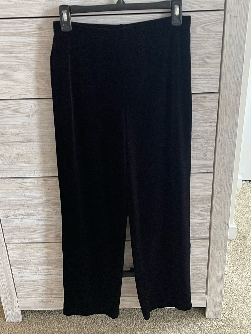 Casual Corner Annex Petite Black Stretch Velvet Pants Small Wide Leg Y2K Whimsi